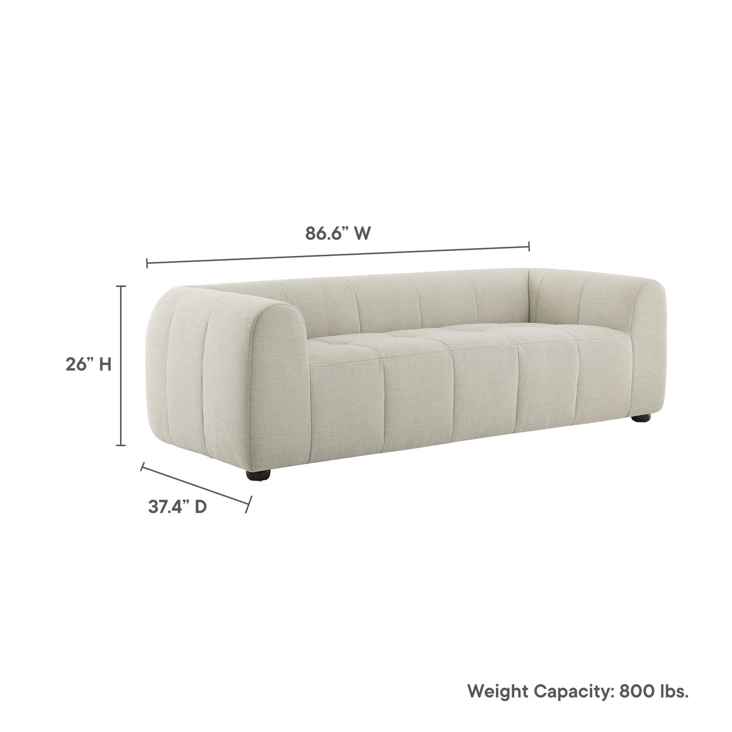 Modway - Liana Upholstered Fabric Sofa by Modway  Living Room Sofas and Armchairs Gray - EEI-6866-LIN