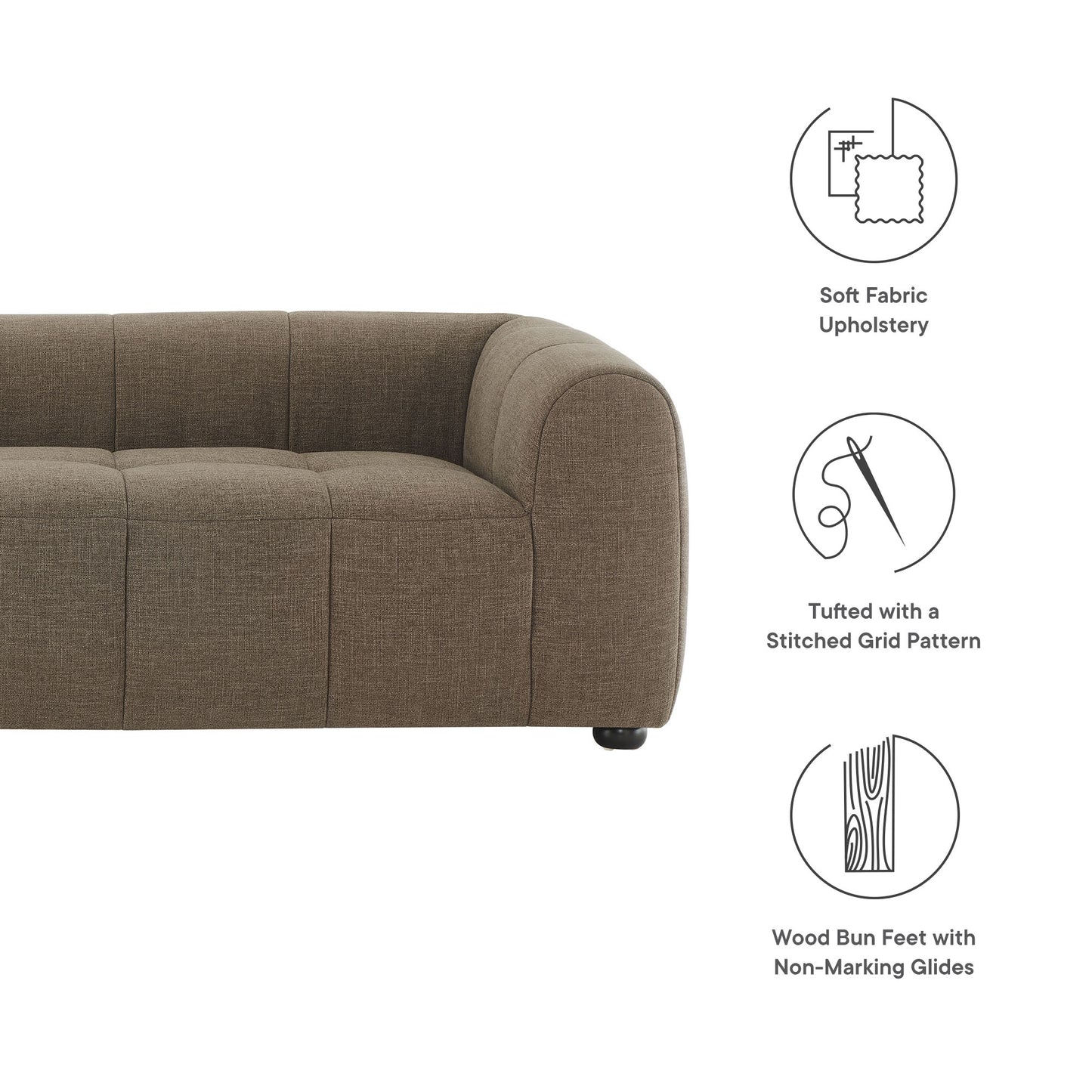 Modway - Liana Upholstered Fabric Sofa by Modway  Living Room Sofas and Armchairs Brown - EEI-6866-MOC