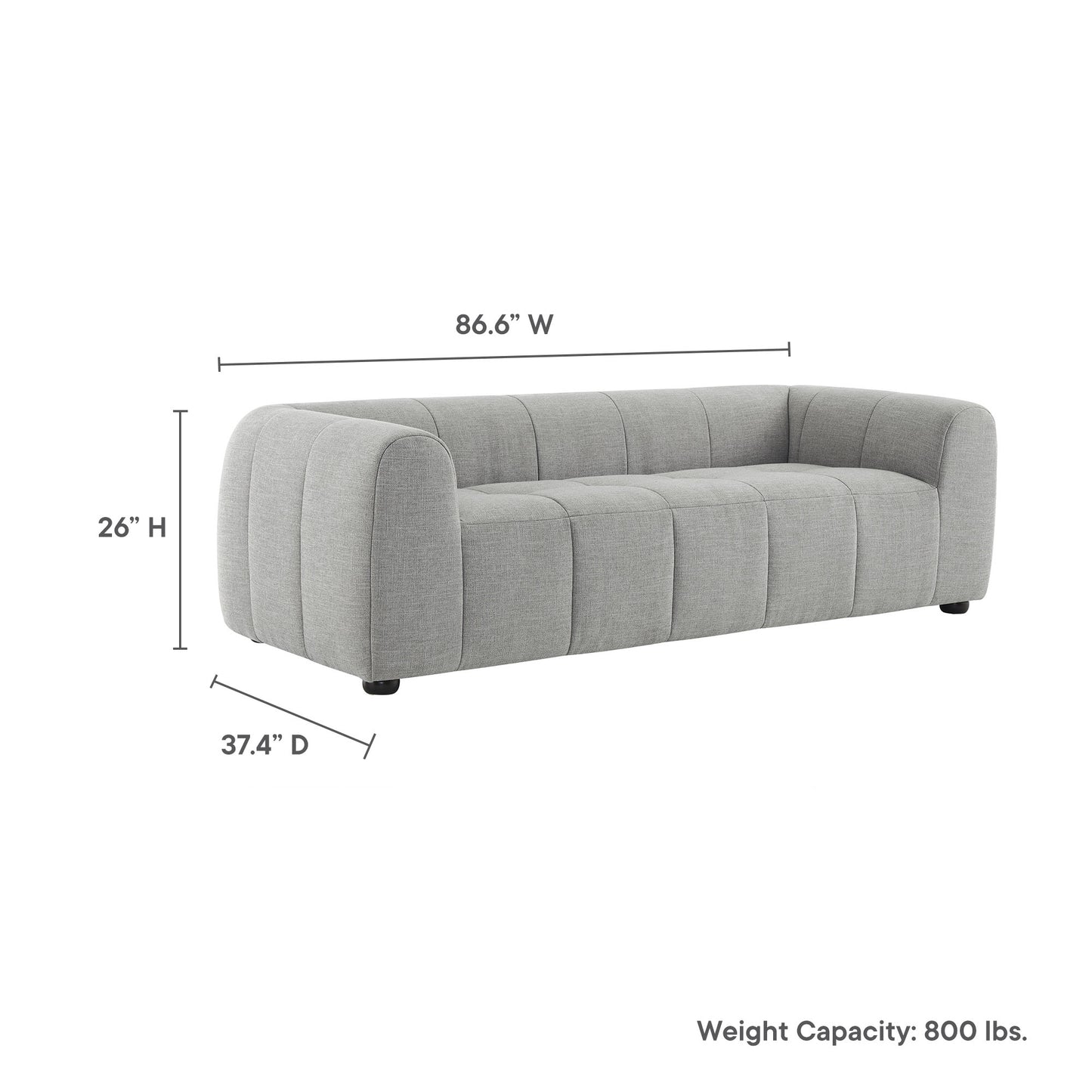 Modway - Liana Upholstered Fabric Sofa by Modway  Living Room Sofas and Armchairs Gray - EEI-6866-PEW