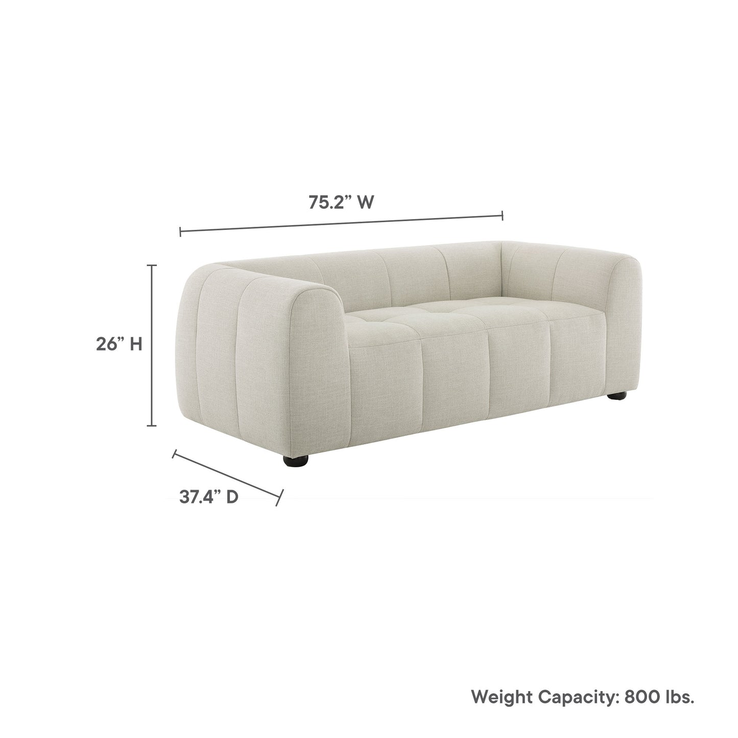 Modway - Liana Upholstered Fabric Loveseat by Modway  Living Room Sofas and Armchairs Gray - EEI-6867-LIN
