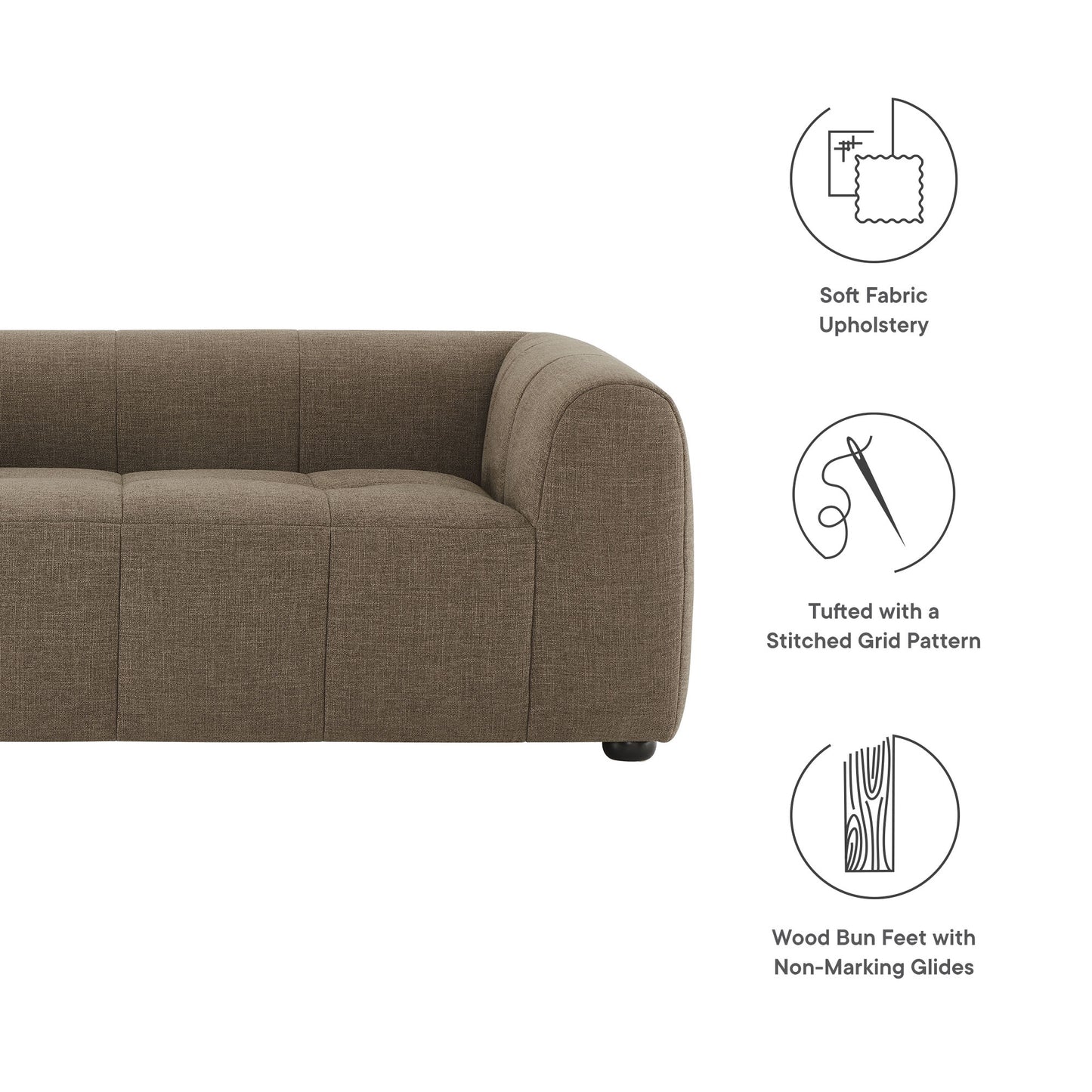 Modway - Liana Upholstered Fabric Loveseat by Modway  Living Room Sofas and Armchairs Brown - EEI-6867-MOC