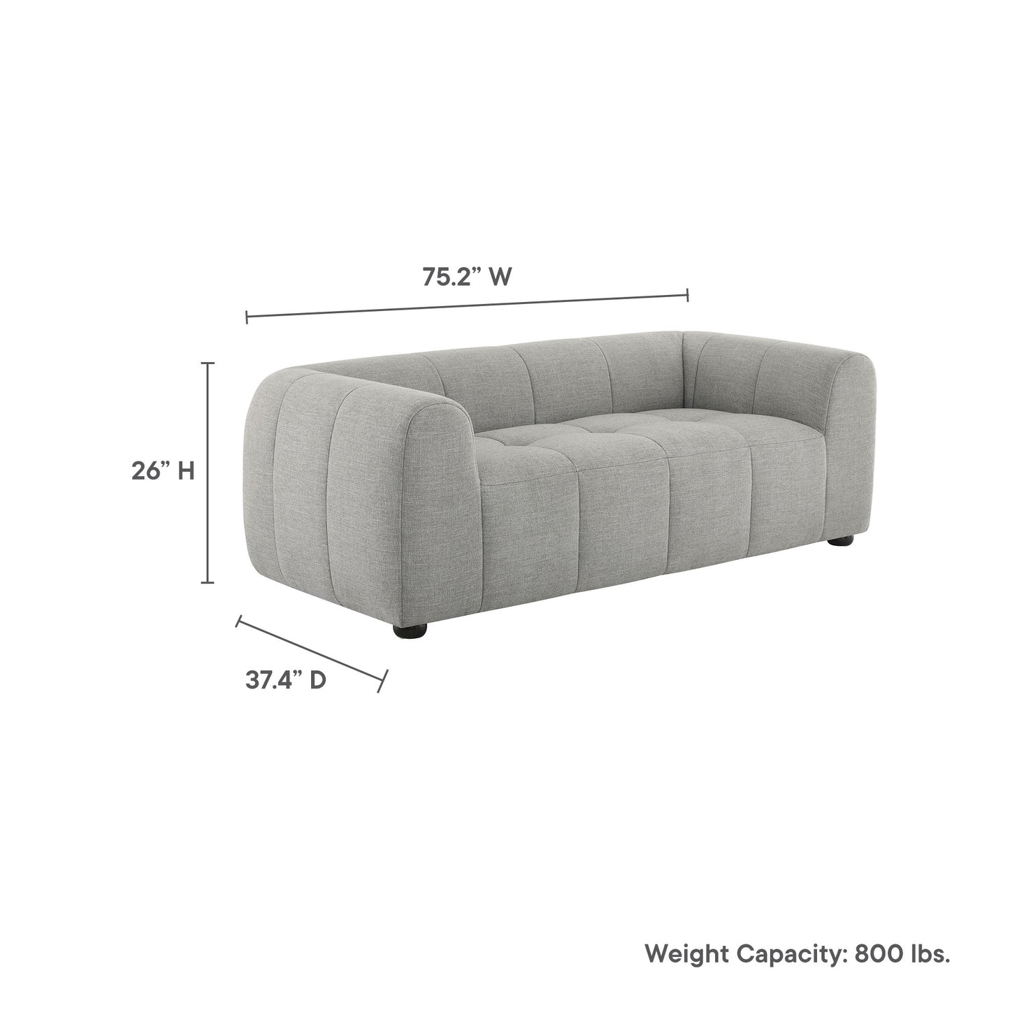 Modway - Liana Upholstered Fabric Loveseat by Modway  Living Room Sofas and Armchairs Gray - EEI-6867-PEW