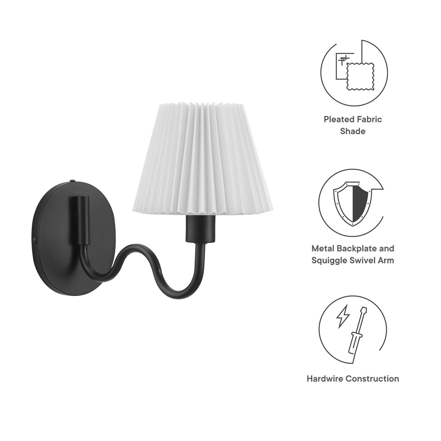 Modway - Wave Squiggle Arm Wall Sconce by Modway  Lighting Ceiling Lamps Black - EEI-6873-BLK