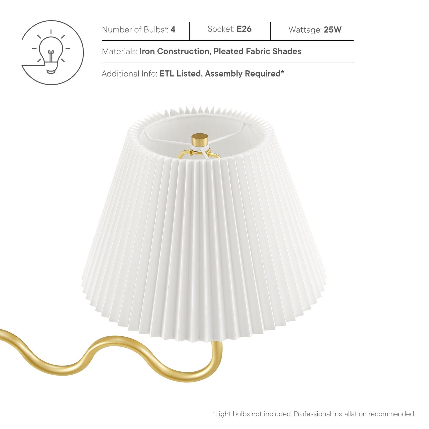 Modway - Wave Squiggle 4-Arm Pendant Light by Modway  Lighting Ceiling Lamps Brown - EEI-6875-BRA