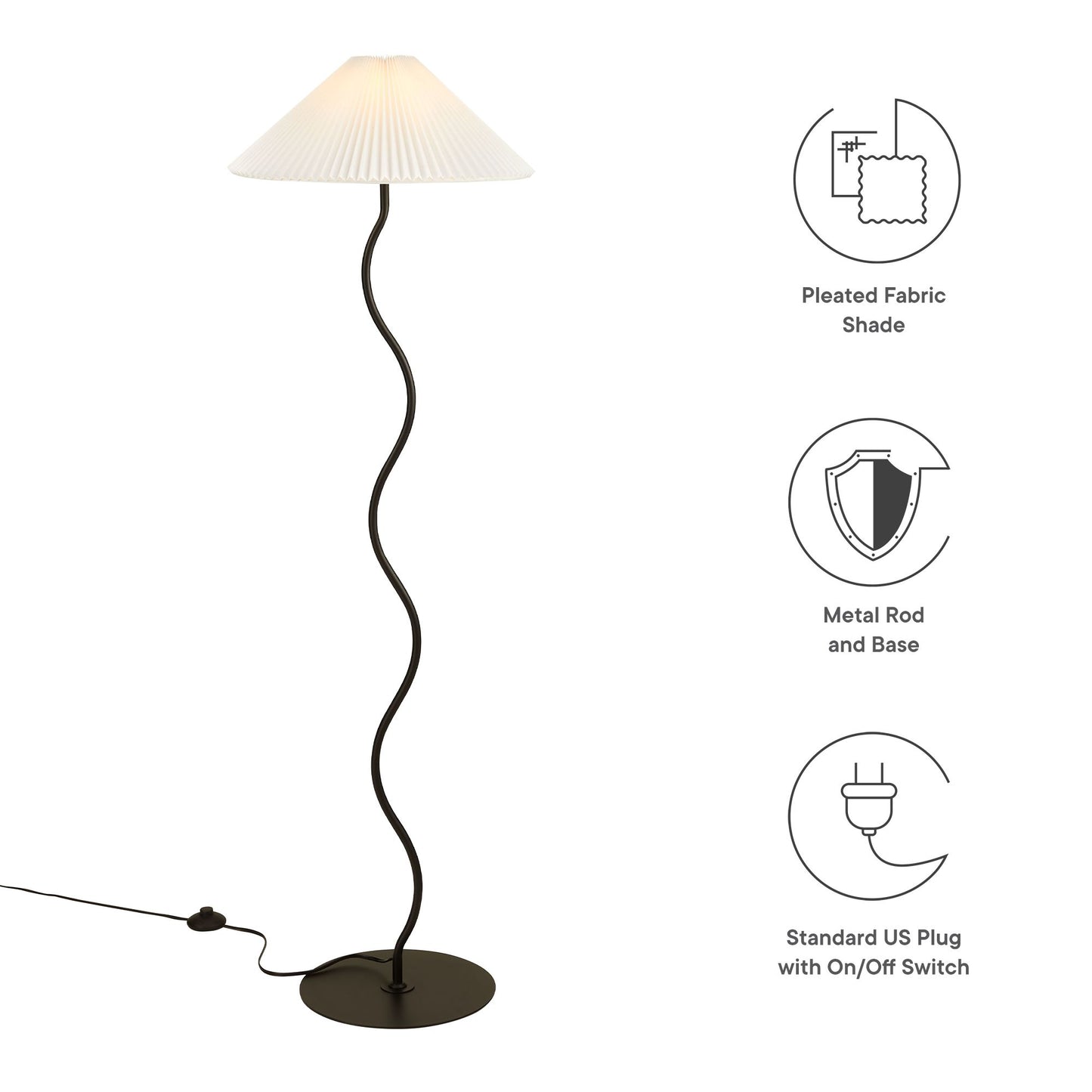 Modway - Wave Squiggle Floor Lamp by Modway  Lighting Table Lamps Black - EEI-6877-BLK