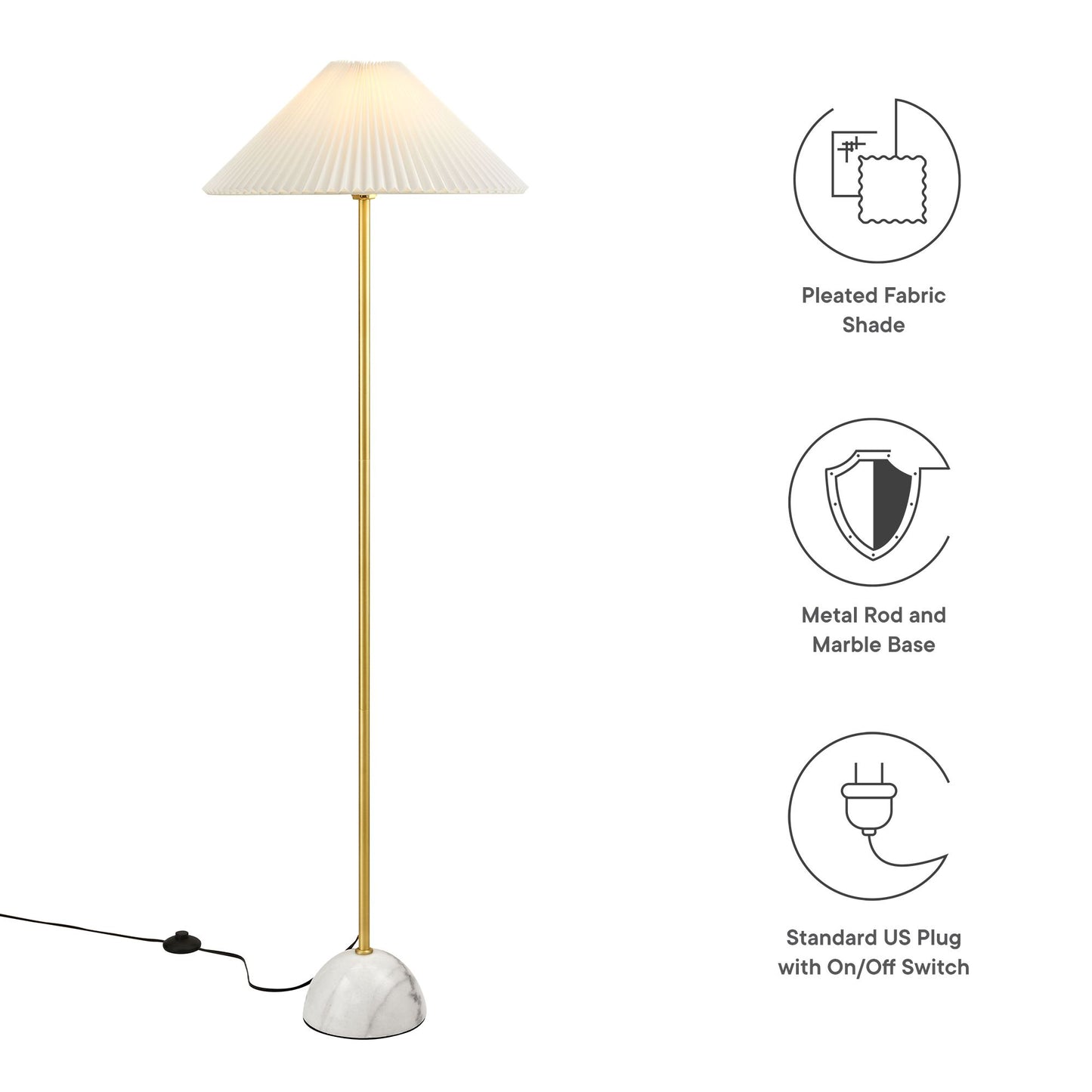 Modway - Illusion Marble Dome Floor Lamp by Modway  Lighting Table Lamps Gold - EEI-6879-BRA