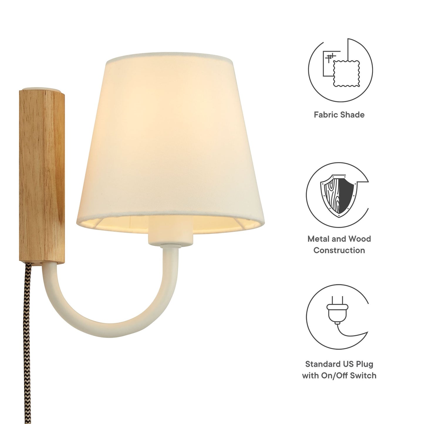 Modway - Sunlit Swivel Wall Sconce by Modway  Lighting Ceiling Lamps White - EEI-6880-NAT-WHI
