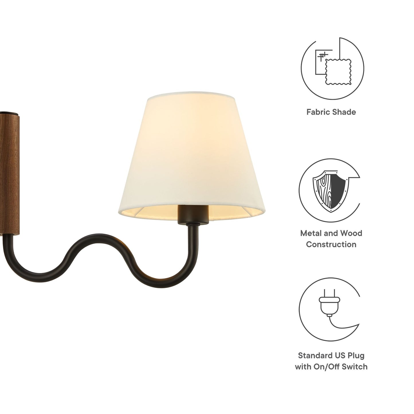 Modway - Sunlit Squiggle Arm Wall Sconce by Modway  Lighting Ceiling Lamps Black - EEI-6881-WAL-BLK