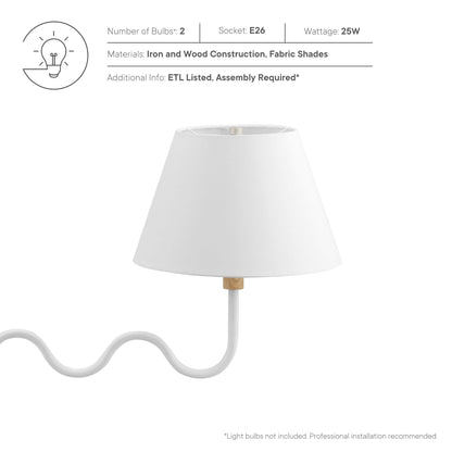 Modway - Sunlit Squiggle 2-Arm Pendant Light by Modway  Lighting Ceiling Lamps White - EEI-6882-NAT-WHI
