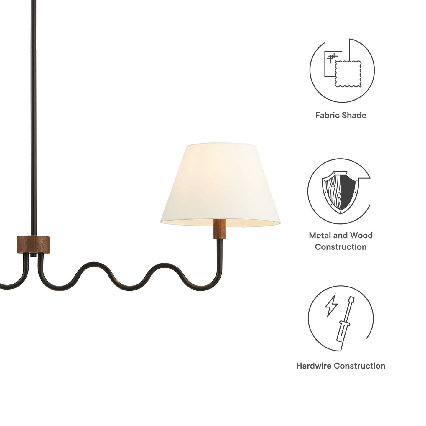 Modway - Sunlit Squiggle 2-Arm Pendant Light by Modway  Lighting Ceiling Lamps Black - EEI-6882-WAL-BLK