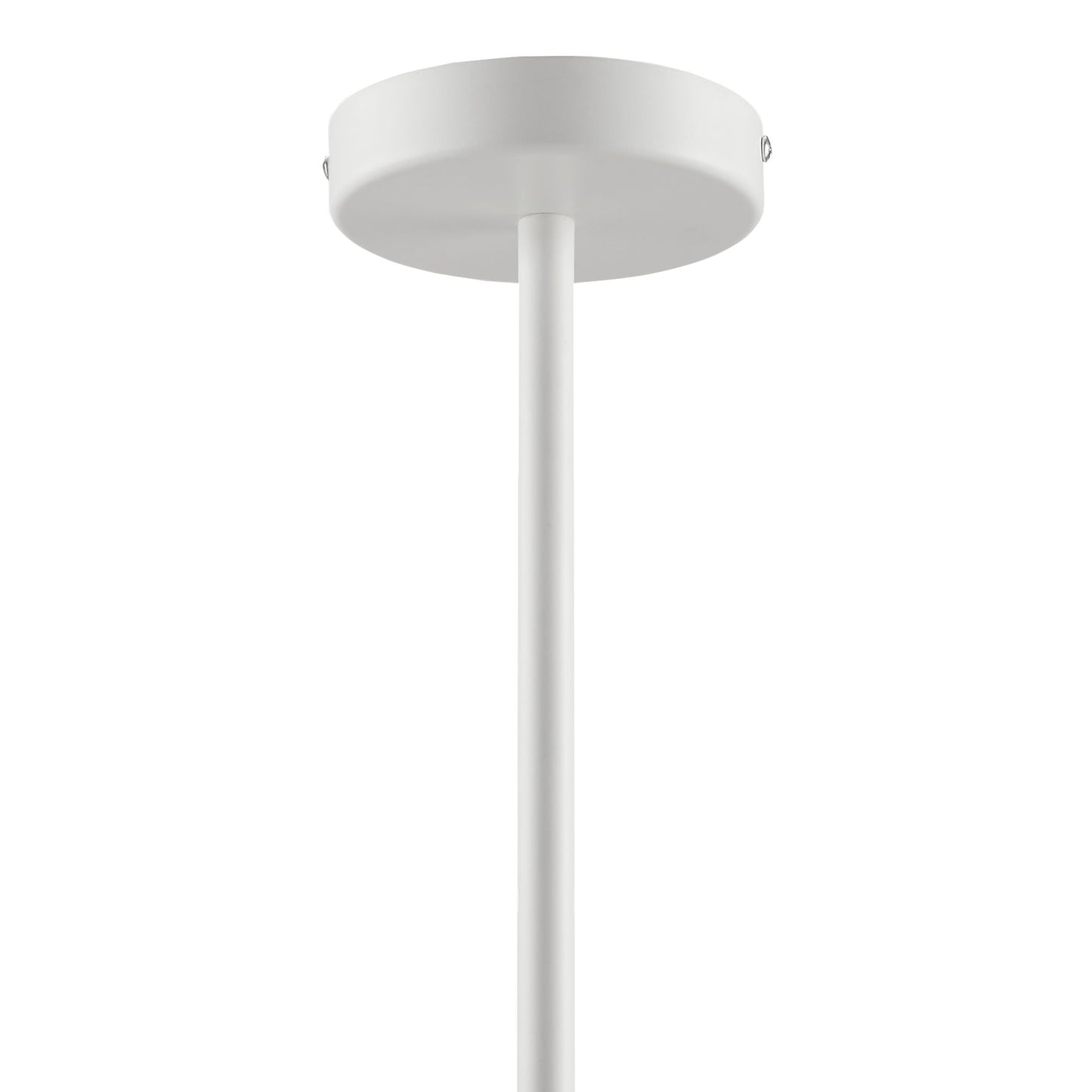 Matte white metal 4-arm pendant light with a ceiling canopy