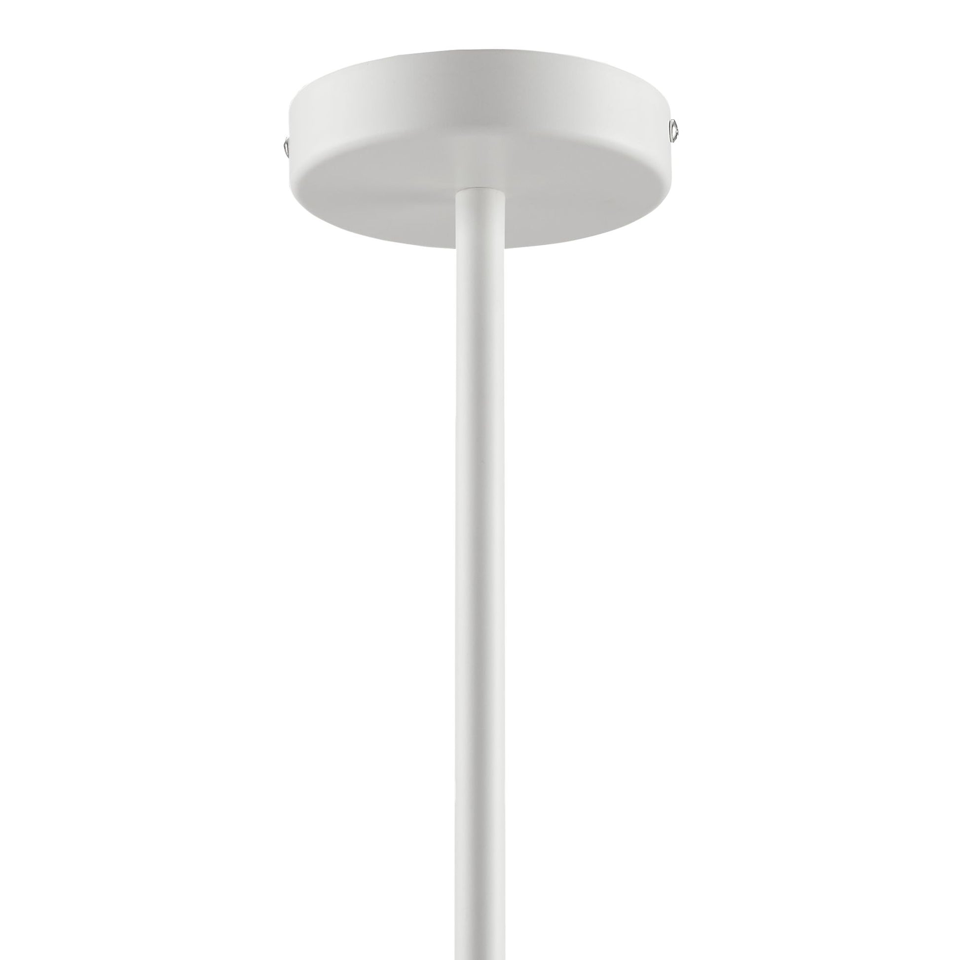 Matte white metal 4-arm pendant light with a ceiling canopy