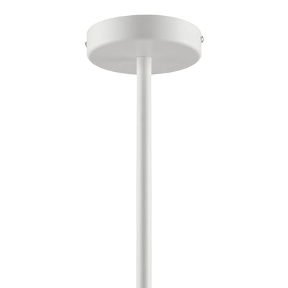 Matte white metal 4-arm pendant light with a ceiling canopy