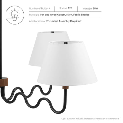Modway - Sunlit Squiggle 4-Arm Pendant Light by Modway  Lighting Ceiling Lamps Black - EEI-6883-WAL-BLK