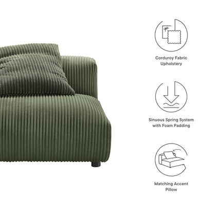 Modway - Solace Modular Corduroy Upholstered Armless Chair by Modway  Living Room Sofas and Armchairs Green - EEI-6884-FRN