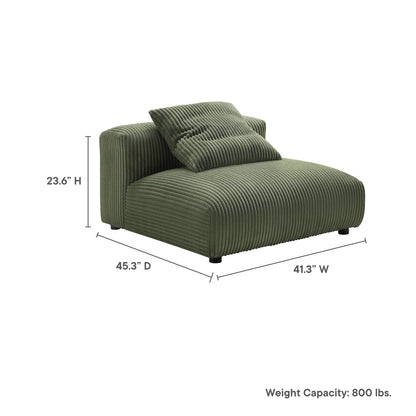 Modway - Solace Modular Corduroy Upholstered Armless Chair by Modway  Living Room Sofas and Armchairs Green - EEI-6884-FRN
