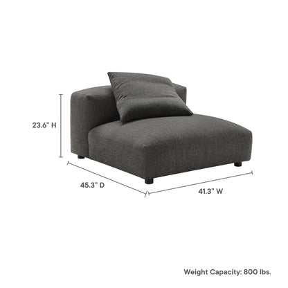 Charcoal gray fabric armless chair with back cushion, 41.3W x 45.3D x 23.6H.