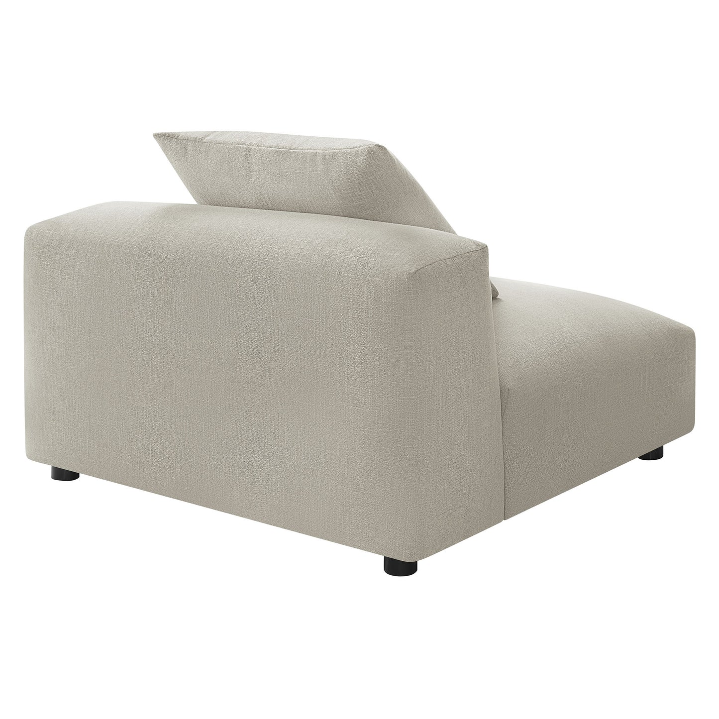 Brown armless modular upholstered fabric chair with low square legs