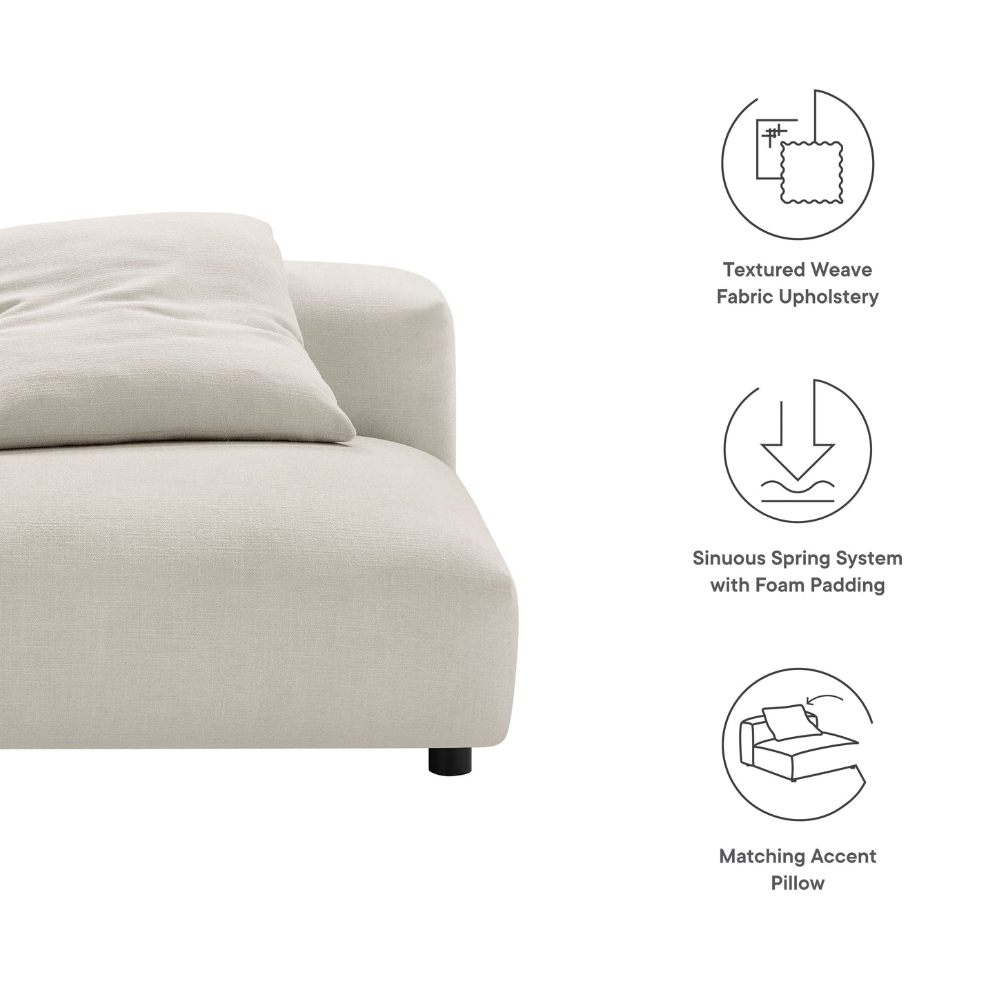 Modway - Solace Modular Upholstered Fabric Armless Chair by Modway  Living Room Sofas and Armchairs Gray - EEI-6885-SAL