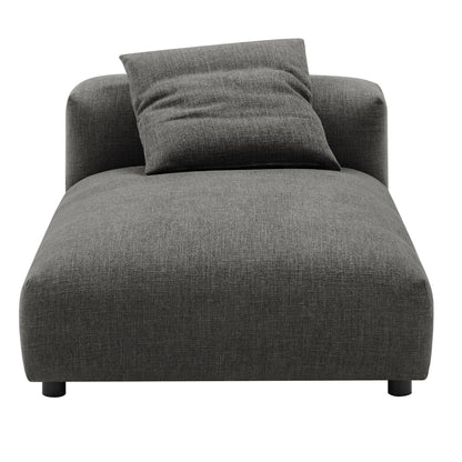 Charcoal gray fabric armless chaise lounge with a coordinating cushion.