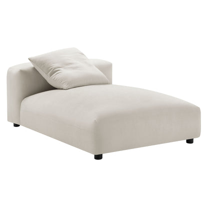 Gray fabric modular sectional sofa with chaise, two-piece set, low-profile arms and multiple back cushions.