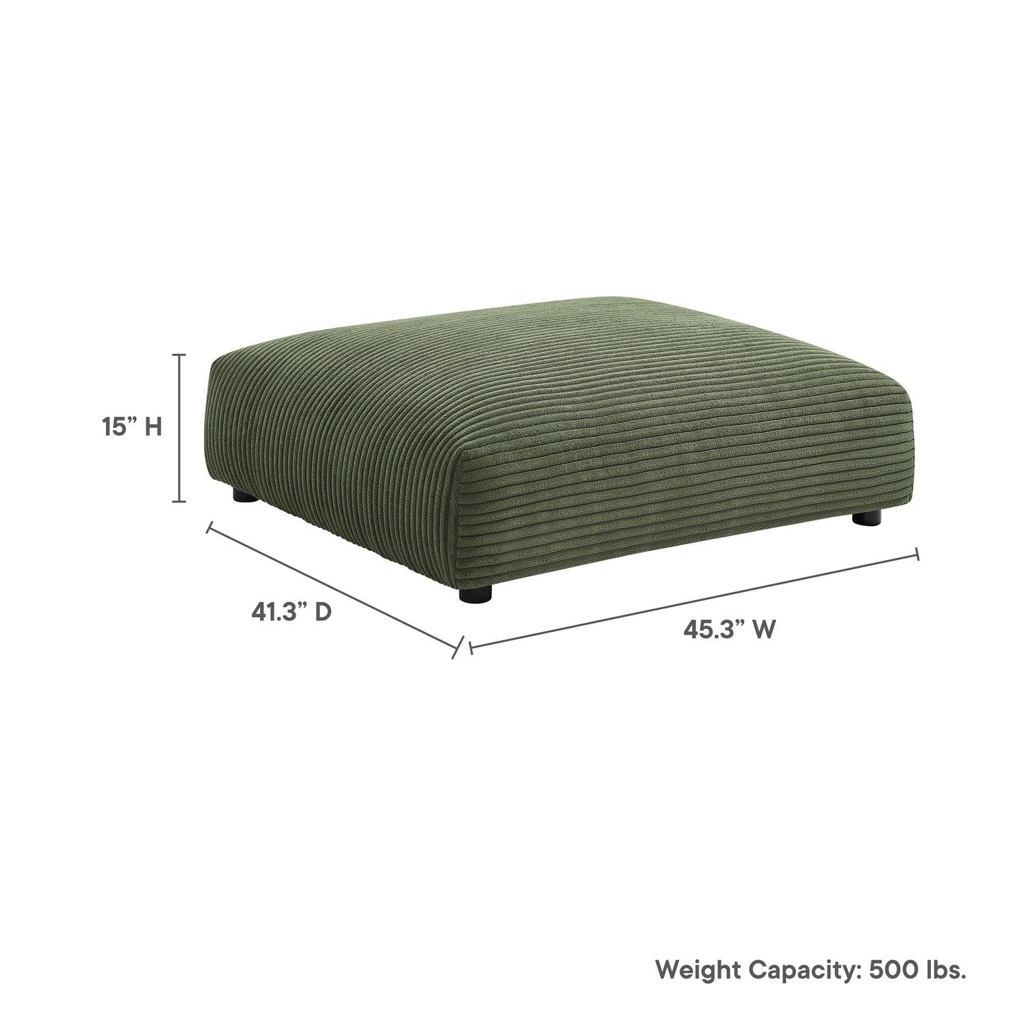 Modway - Solace Modular Corduroy Upholstered Ottoman by Modway  Living Room Sofas and Armchairs Green - EEI-6888-FRN