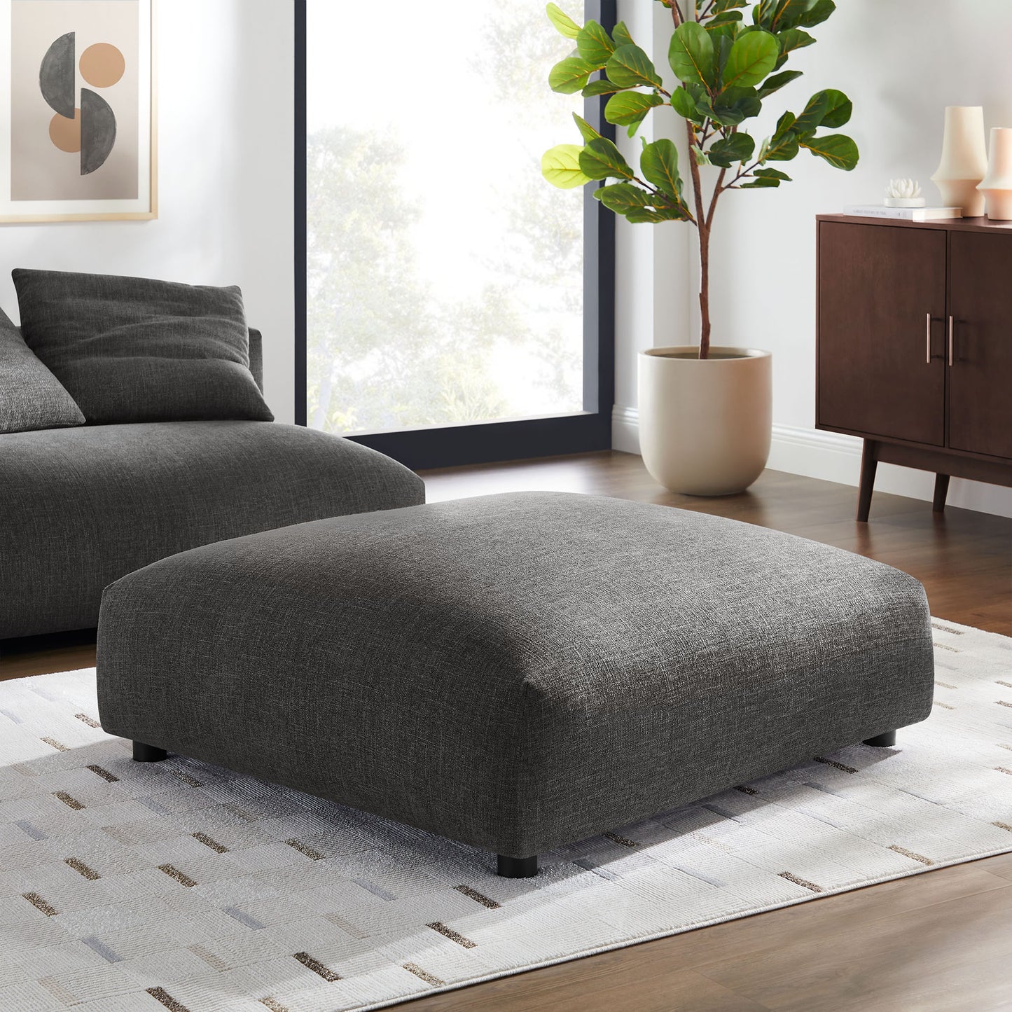 Modway - Solace Modular Upholstered Fabric Ottoman by Modway  Living Room Sofas and Armchairs Gray - EEI-6889-CHA