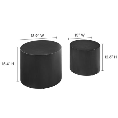 Modway - Amani Round Nesting Coffee Tables Set of 2 by Modway  Living Room Tables Black - EEI-6893-BLK