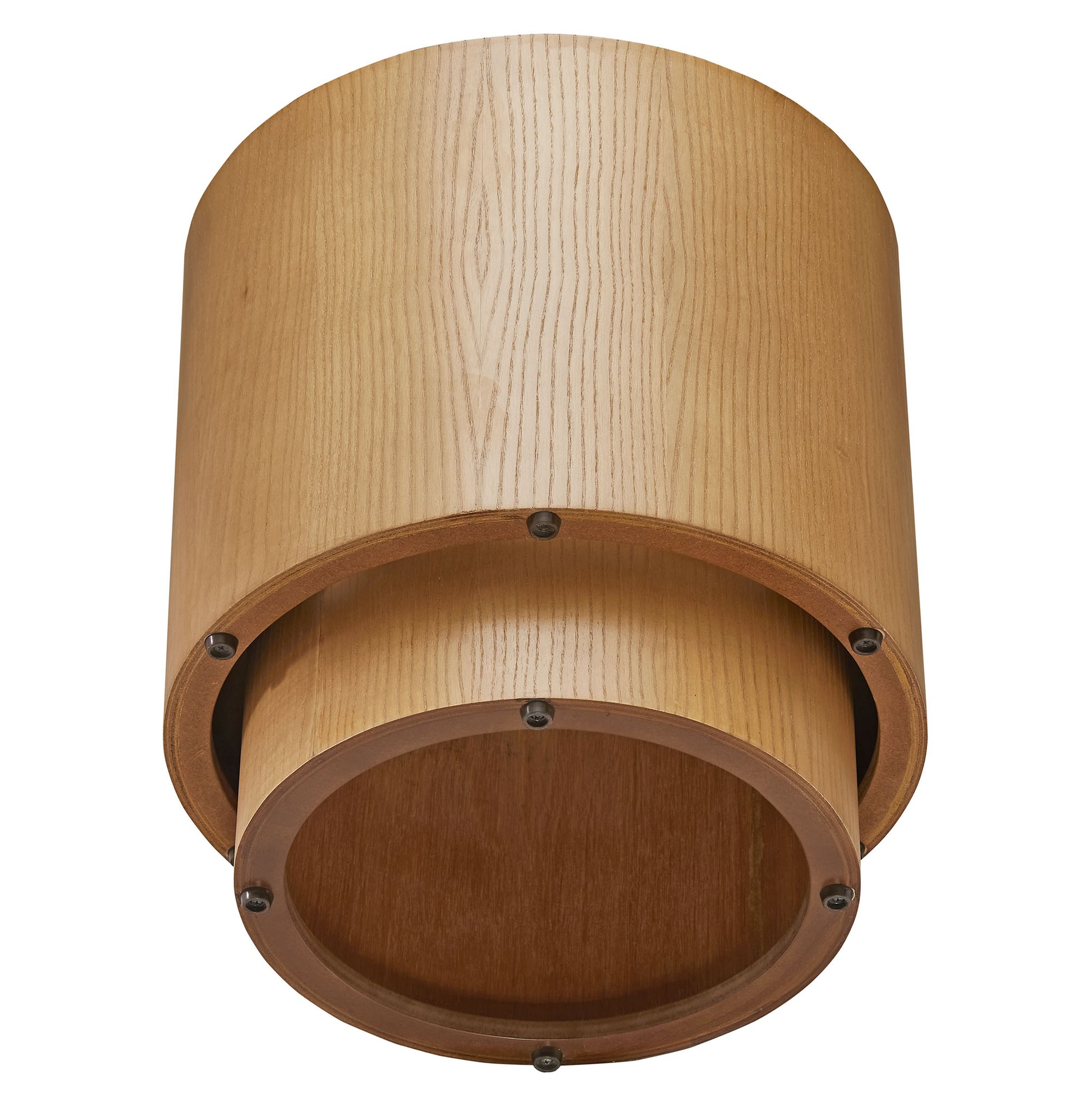 Brown round wooden nesting coffee tables, set of 2.