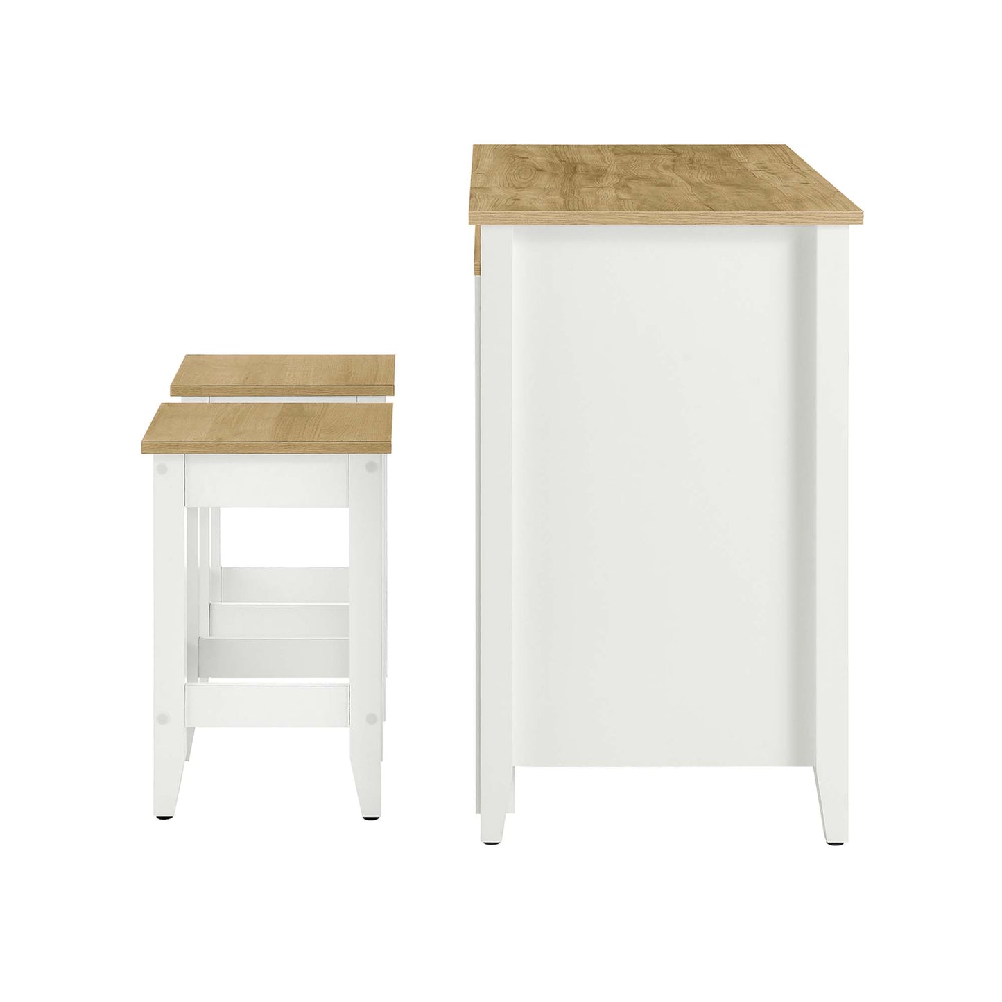 Modway - Garland 3-Piece Kitchen Island and Stool Set by Modway  Bar and Dining Dining Sets White - EEI-6894-OAK-WHI