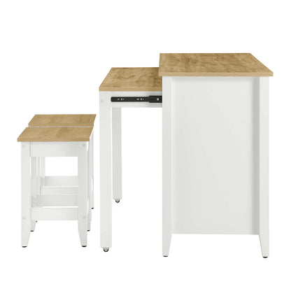 Modway - Garland 3-Piece Kitchen Island and Stool Set by Modway  Bar and Dining Dining Sets White - EEI-6894-OAK-WHI