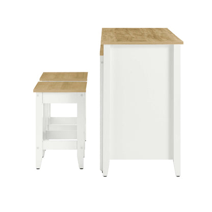 Modway - Farmstead 3-Piece Kitchen Island and Stool Set by Modway  Bar and Dining Dining Sets White - EEI-6895-OAK-WHI