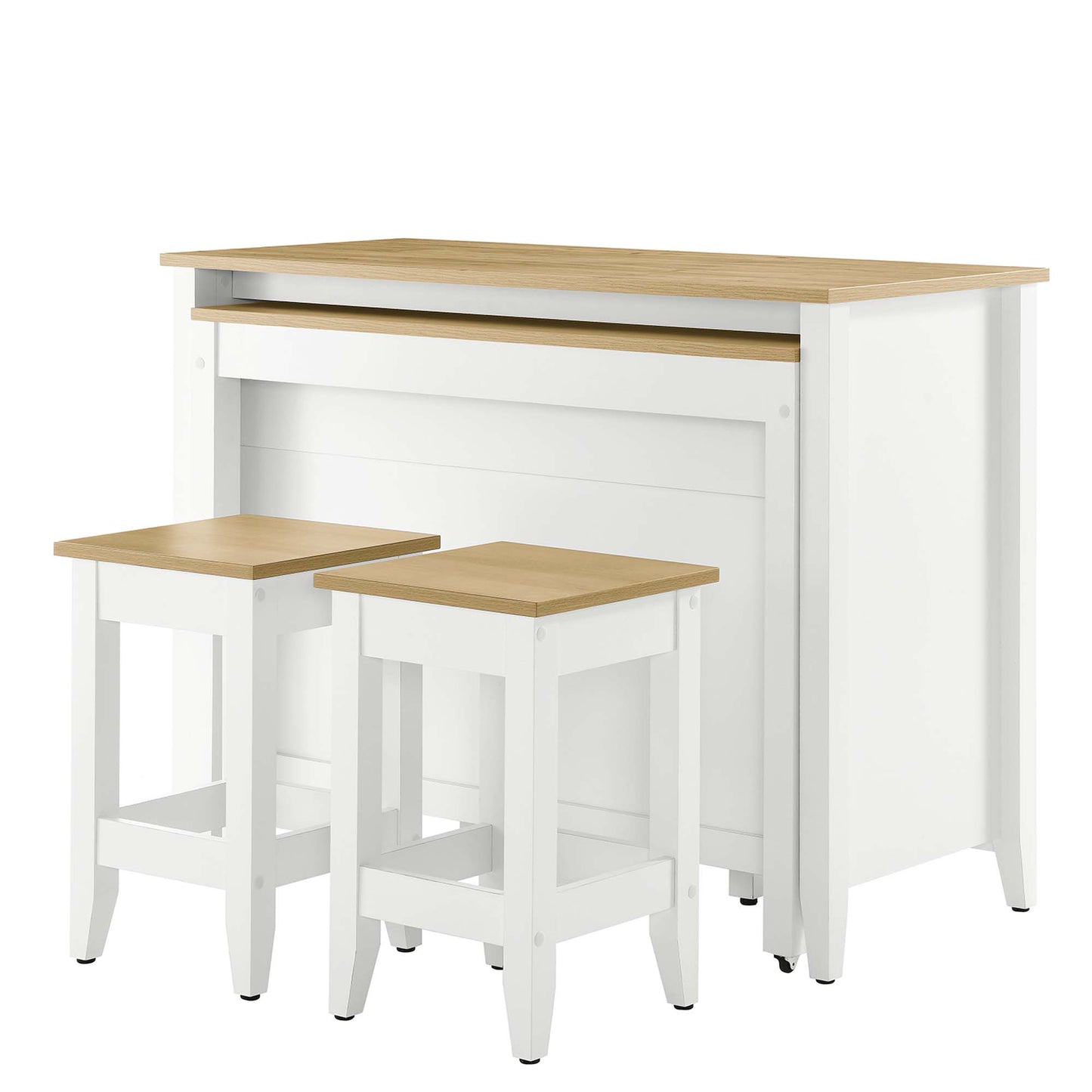 Modway - Farmstead 3-Piece Kitchen Island and Stool Set by Modway  Bar and Dining Dining Sets White - EEI-6895-OAK-WHI