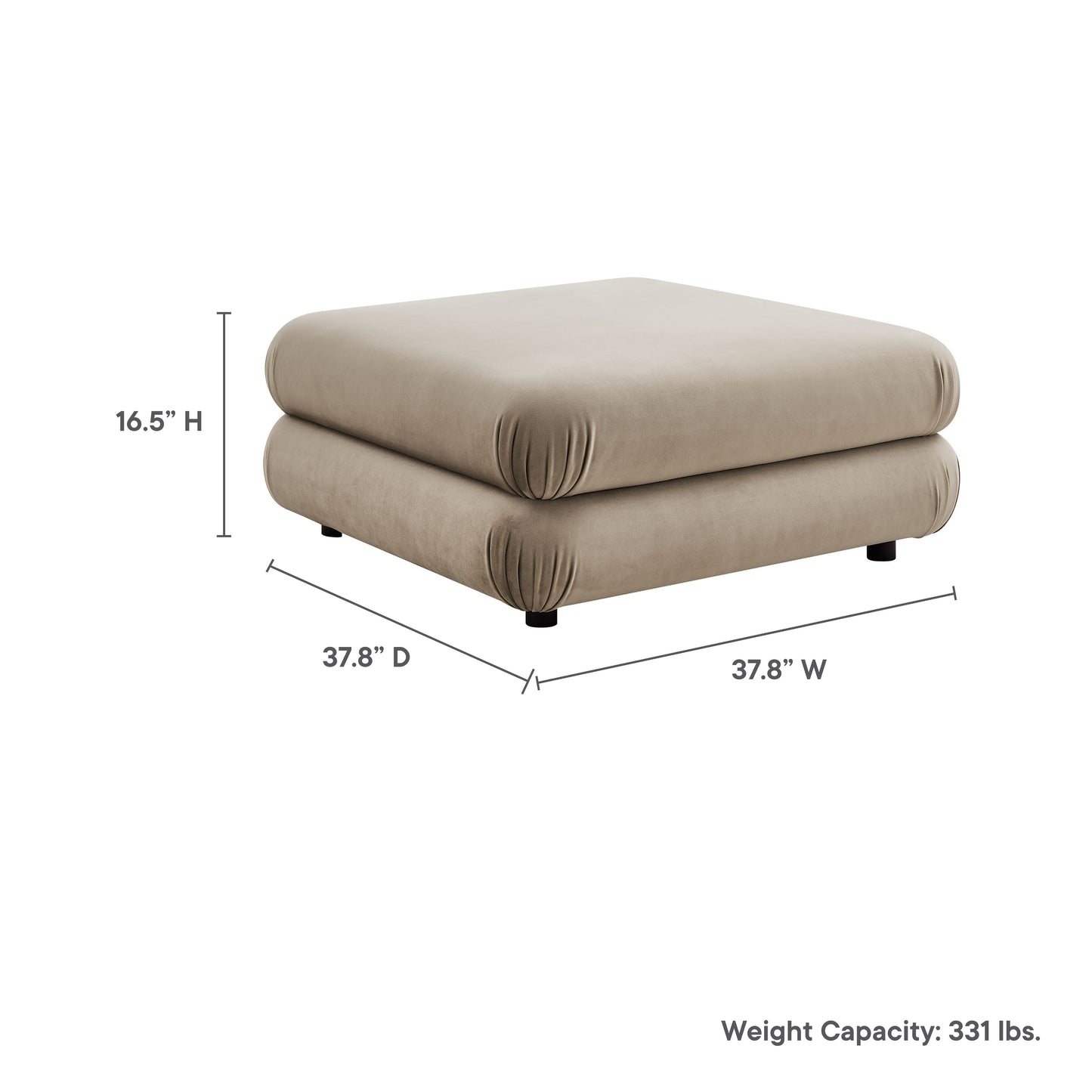 Modway Outlet Jubilee Modular Performance Velvet Ottoman by Modway  Living Room Furniture Taupe - EEI-6899-TAU