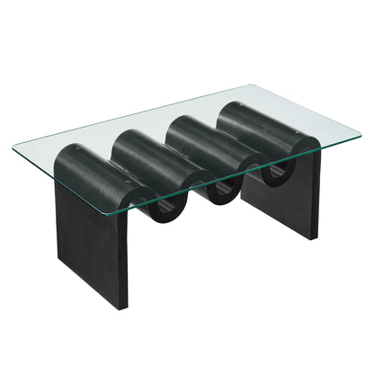 Modway - Ondine Glass Top Coffee Table by Modway  Living Room Tables Black - EEI-6900-BLK