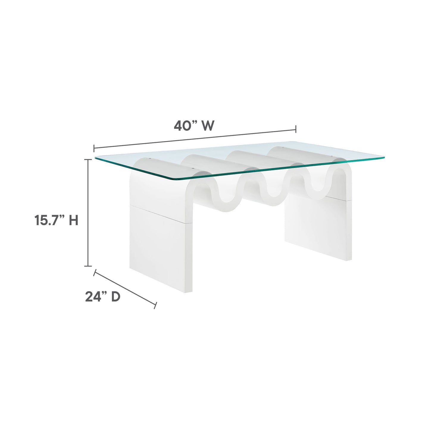 Modway - Ondine Glass Top Coffee Table by Modway  Living Room Tables White - EEI-6900-WHI