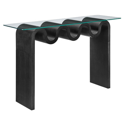 Modway - Ondine Glass Top 50" Console Table by Modway  Living Room Tables Black - EEI-6901-BLK