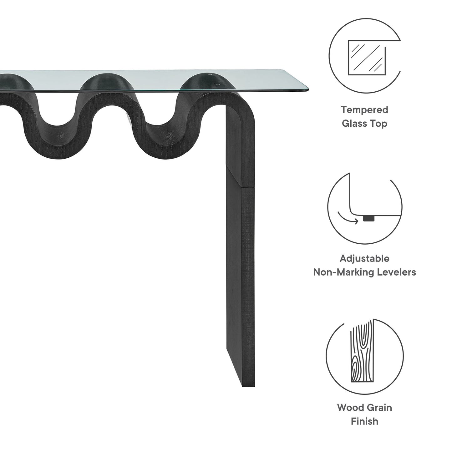 Modway - Ondine Glass Top 50" Console Table by Modway  Living Room Tables Black - EEI-6901-BLK