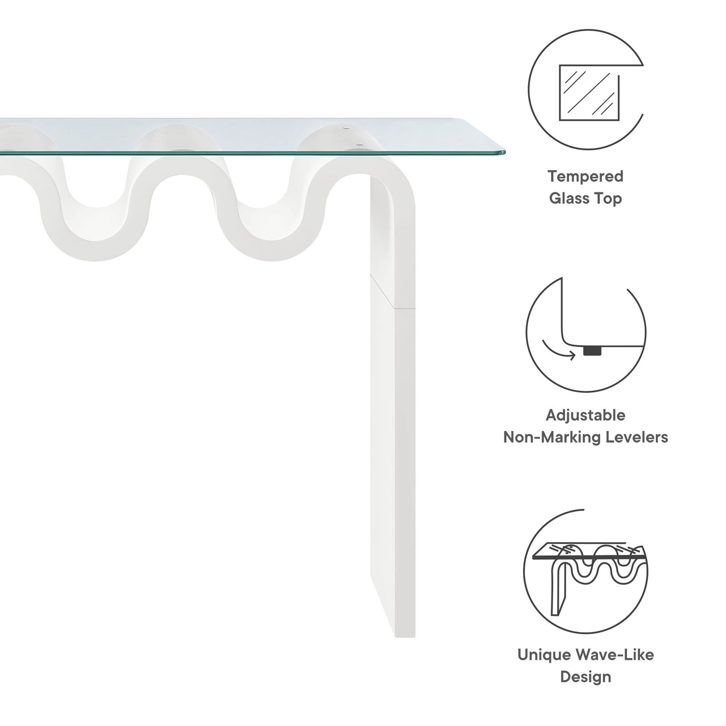 Modway - Ondine Glass Top 50" Console Table by Modway  Living Room Tables White - EEI-6901-WHI