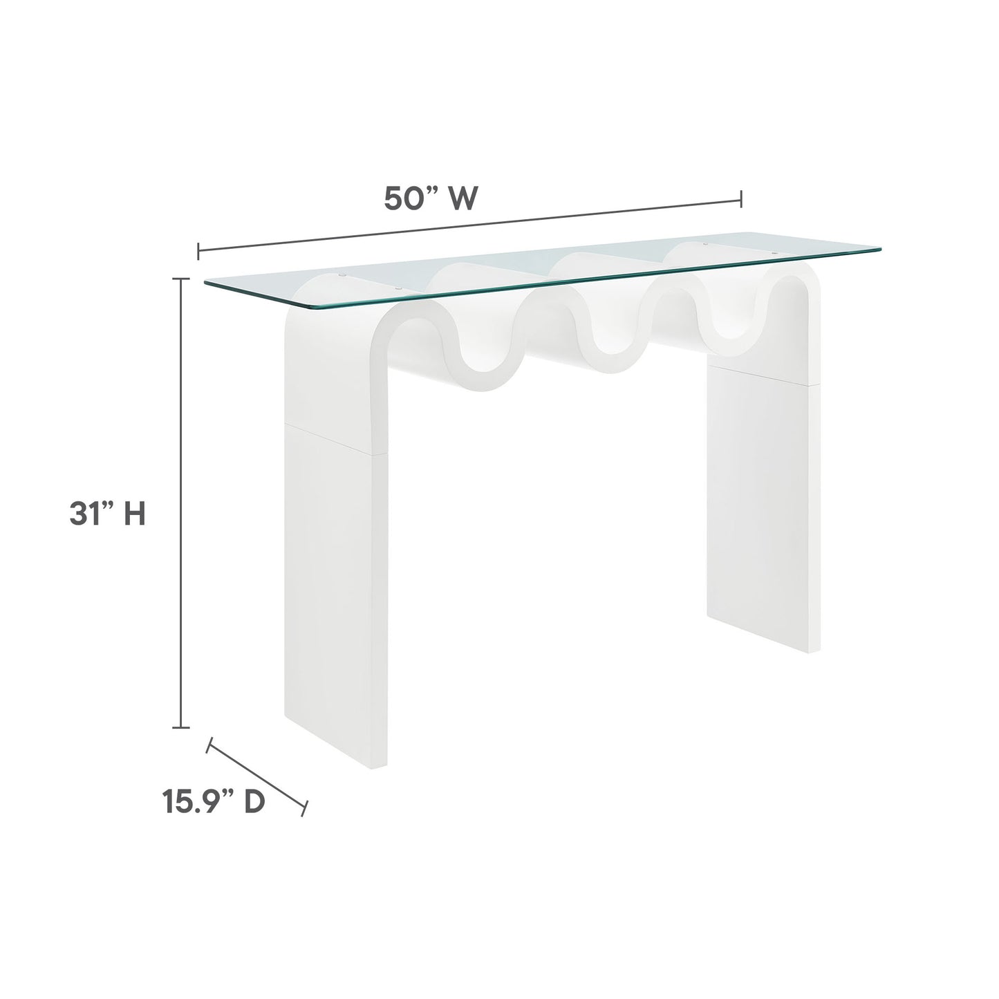 Modway - Ondine Glass Top 50" Console Table by Modway  Living Room Tables White - EEI-6901-WHI