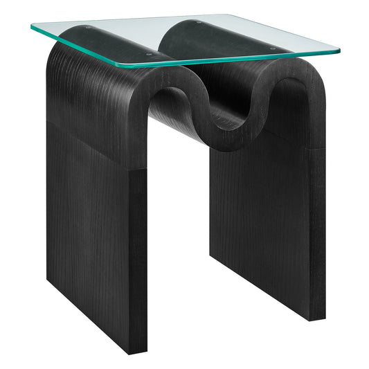 Modway - Ondine Glass Top Side Table by Modway  Living Room Tables Black - EEI-6902-BLK