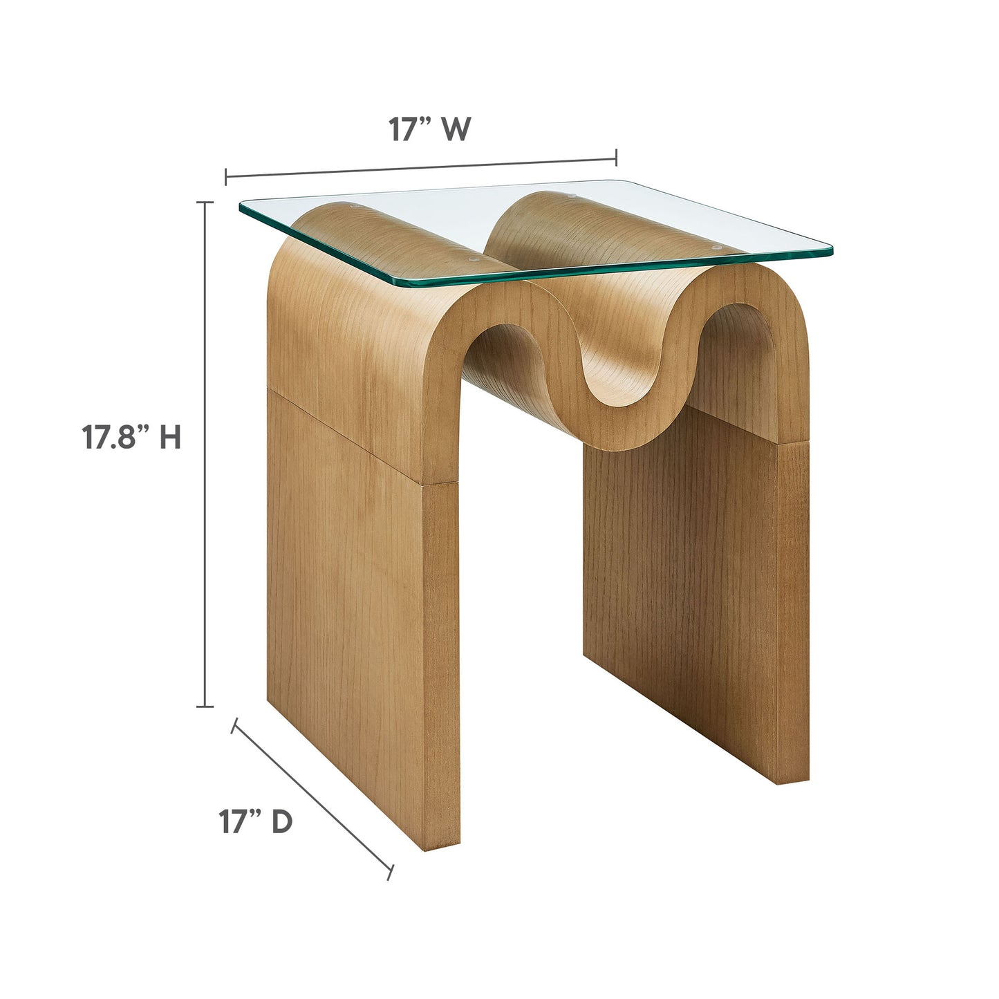 Modway - Ondine Glass Top Side Table by Modway  Living Room Tables Brown - EEI-6902-NAT