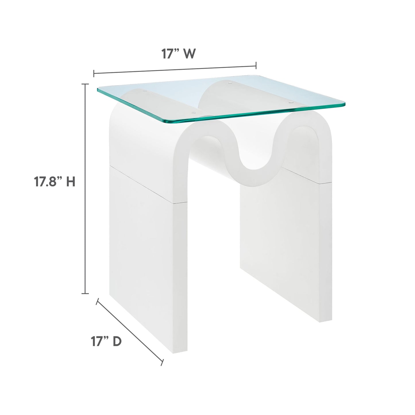 Modway - Ondine Glass Top Side Table by Modway  Living Room Tables White - EEI-6902-WHI