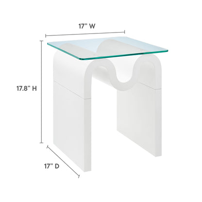 Modway - Ondine Glass Top Side Table by Modway  Living Room Tables White - EEI-6902-WHI