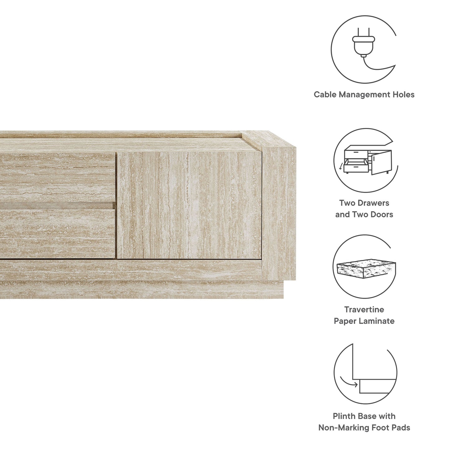 Modway - Hollis 59" Travertine TV Stand by Modway  Living Room Decor Brown - EEI-6907-TRA