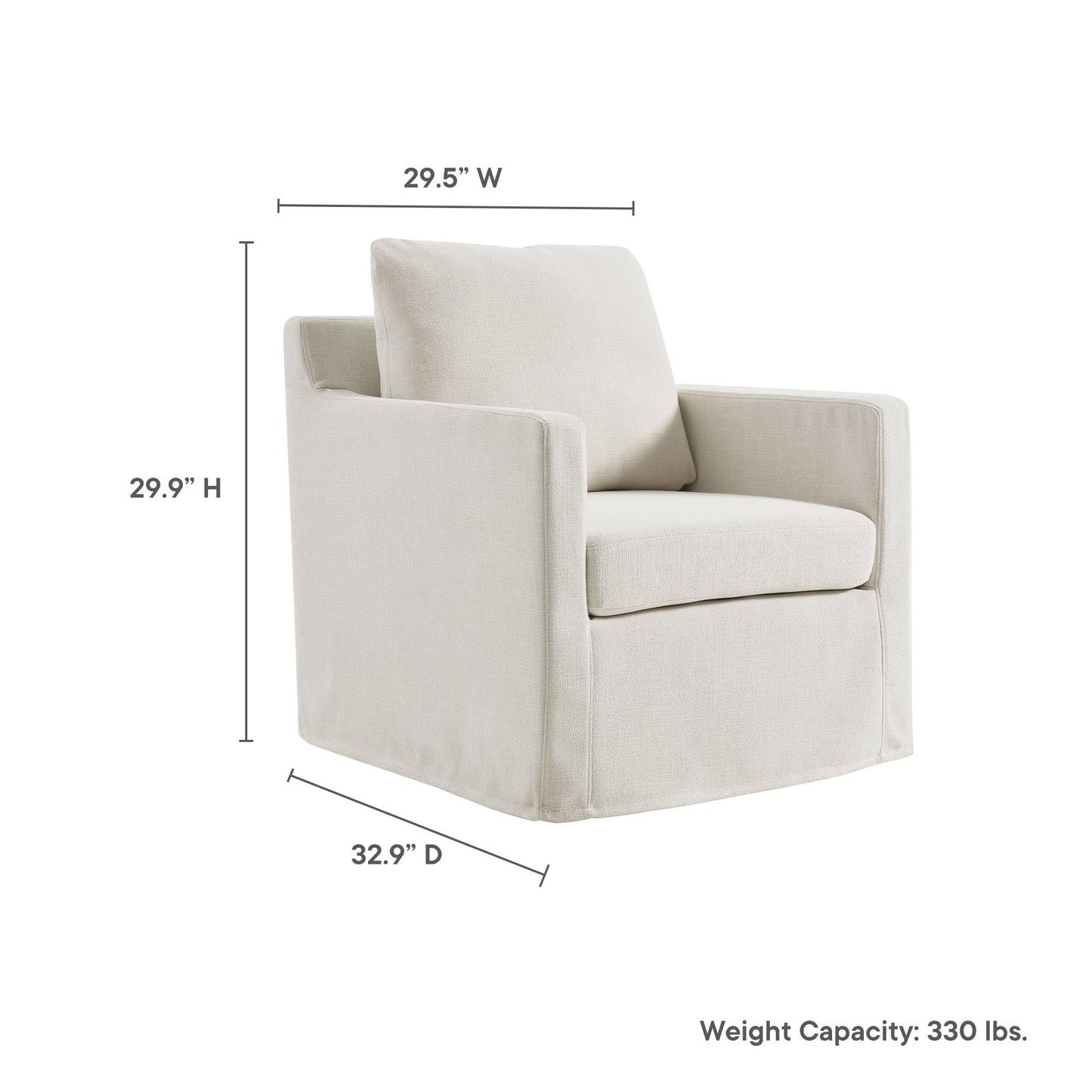 Modway - Serene Fabric Slipcovered Swivel Armchair by Modway  Living Room Sofas and Armchairs Gray - EEI-6910-SAL