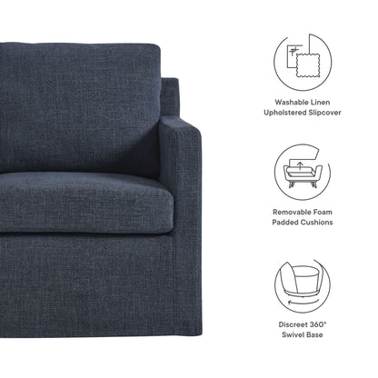 Modway - Serene Fabric Slipcovered Swivel Armchair by Modway  Living Room Sofas and Armchairs Blue - EEI-6910-SLB