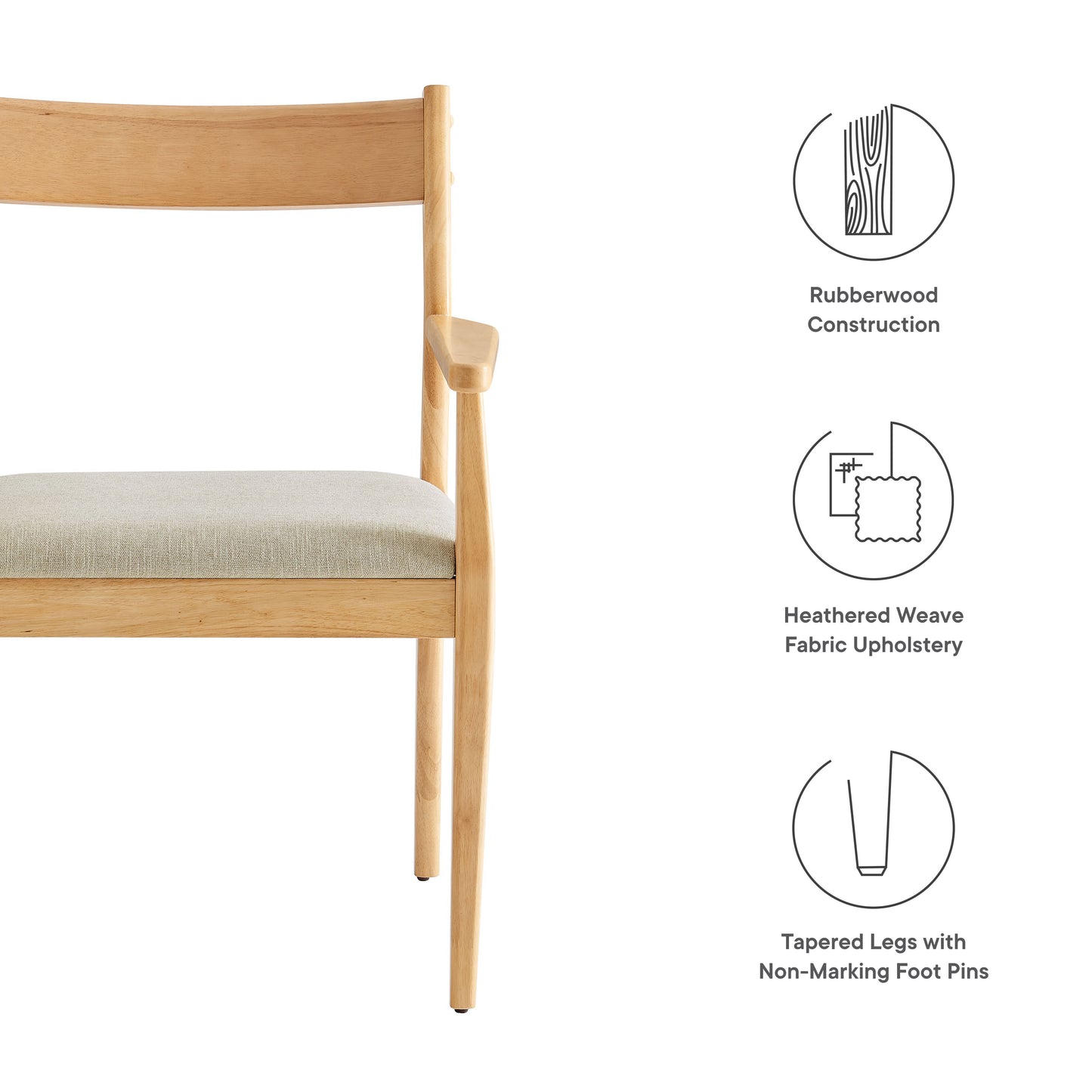 Modway - Solara Fabric Wood Dining Armchairs Set of 2 by Modway  Bar and Dining Dining Chairs Brown - EEI-6916-NAT-HEB