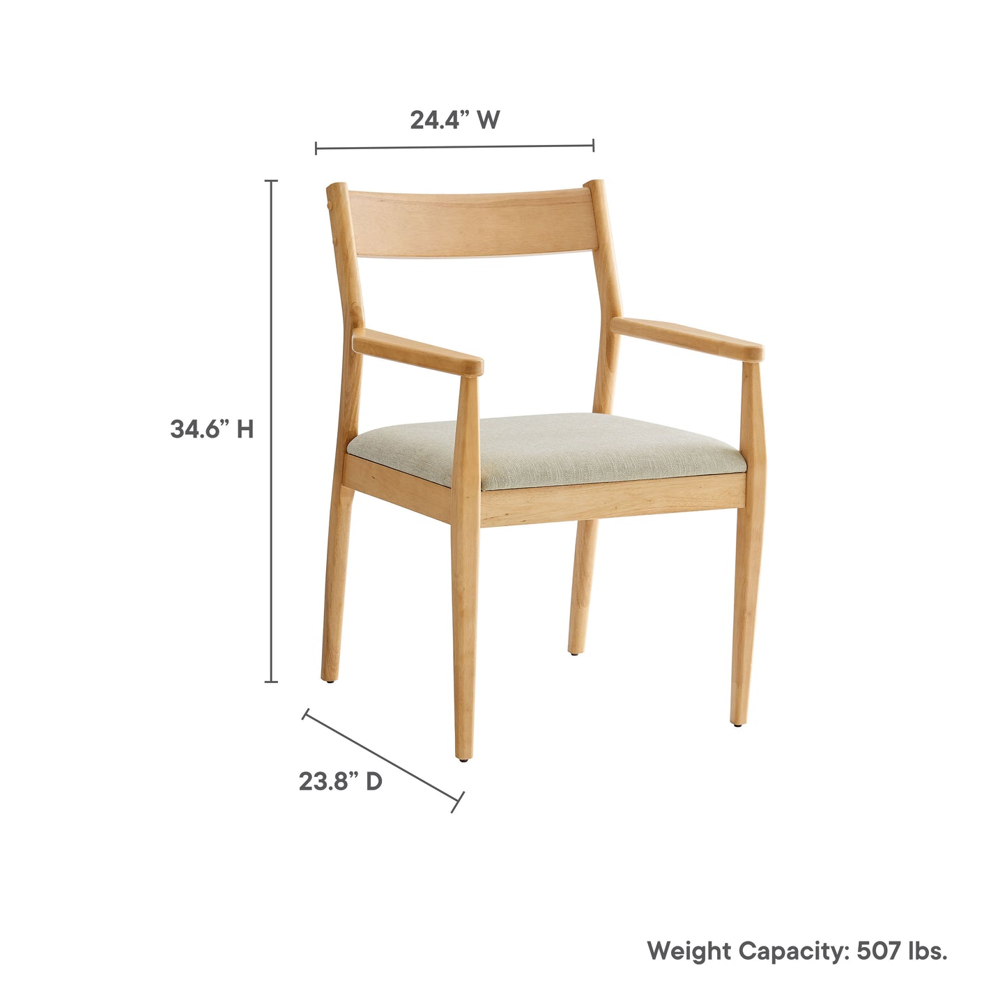 Modway - Solara 7-Piece Wood Dining Set with Fabric Upholstered Armchairs by Modway  Bar and Dining Dining Sets Brown - EEI-7076-NAT-HEB