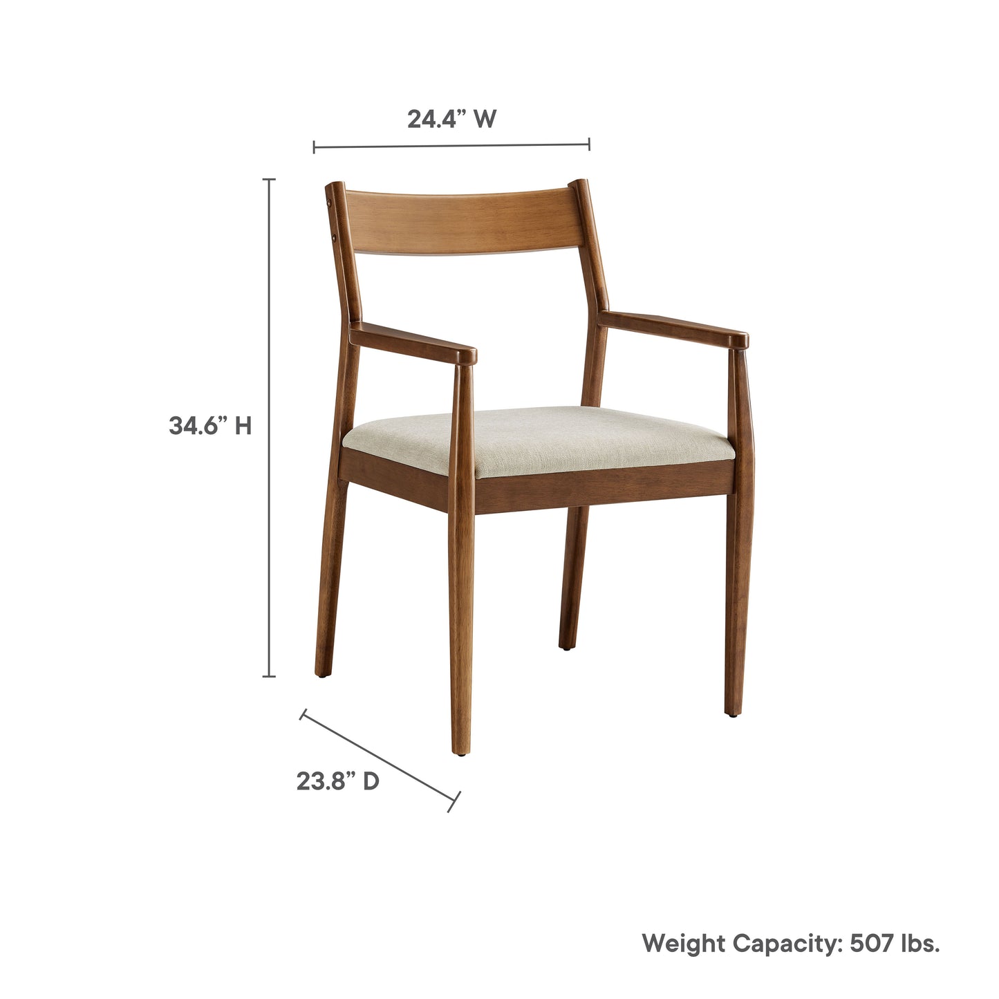 Modway - Solara Fabric Wood Dining Armchairs Set of 2 by Modway  Bar and Dining Dining Chairs Brown - EEI-6916-WAL-HEB